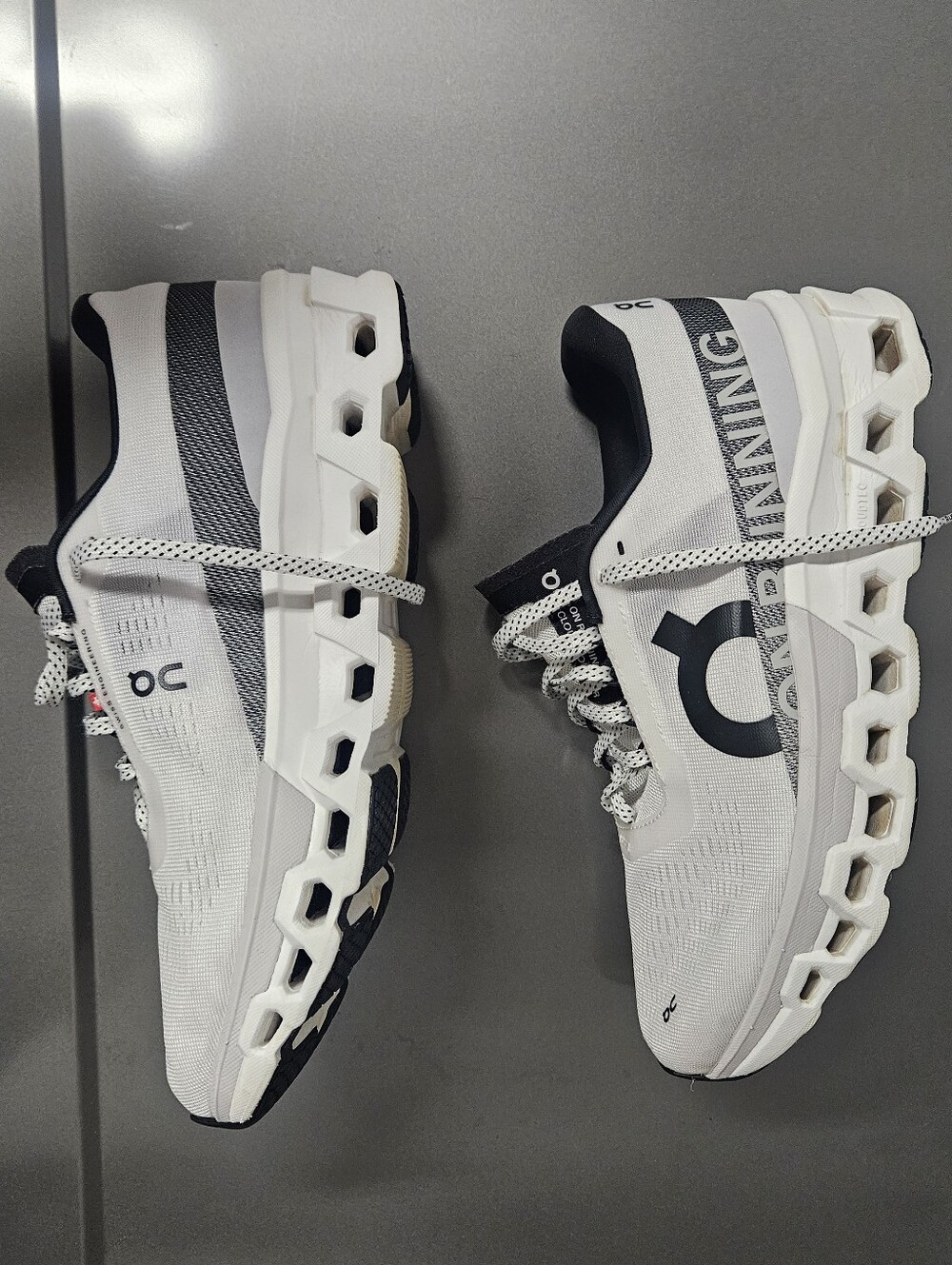 On Running Womens White and Black Cloudrunner Athletic Shoes